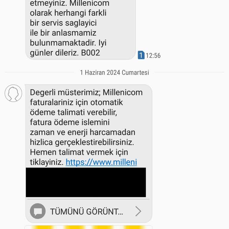Millenicom İstenmeyen SMS'ler Gönderiyor