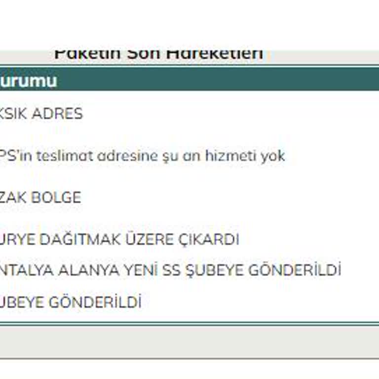 UPS Türkiye Eksik Adres Şikayet