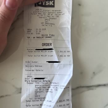 Jysk Torium Ürün Teslim Etmiyor