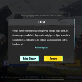 PUBG (Pubgmobile.com) Hesap Engellendi Süresi Yazmıyor