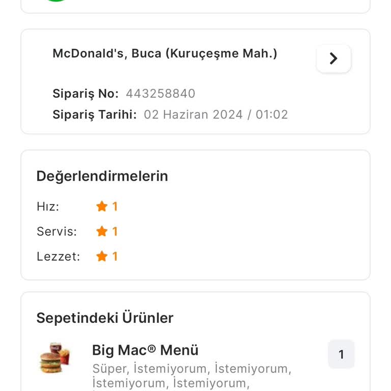 McDonald's'sın Ücret Alıp Ürün Yollamaması