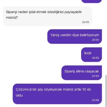 Getir 20 Dakika'da Sipariş İptal Edememesi