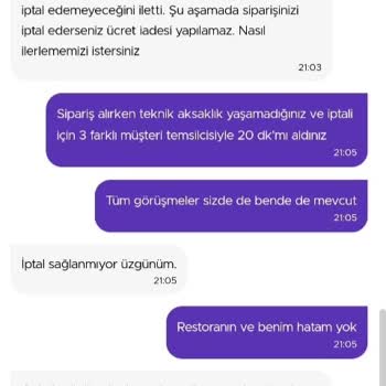 Getir 20 Dakika'da Sipariş İptal Edememesi