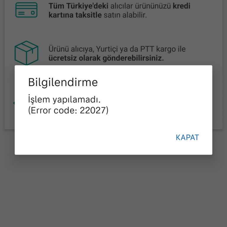 Sahibinden 22027 Hatası Y