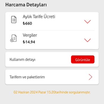 Vodafone 4 Katı Olan Fatura Tarifesi