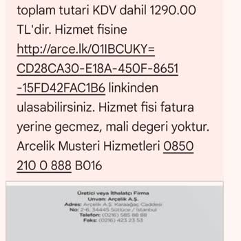 Arçelik Yetkili Servisi Fazla Ücret Aldı, Fatura Vermiyor.