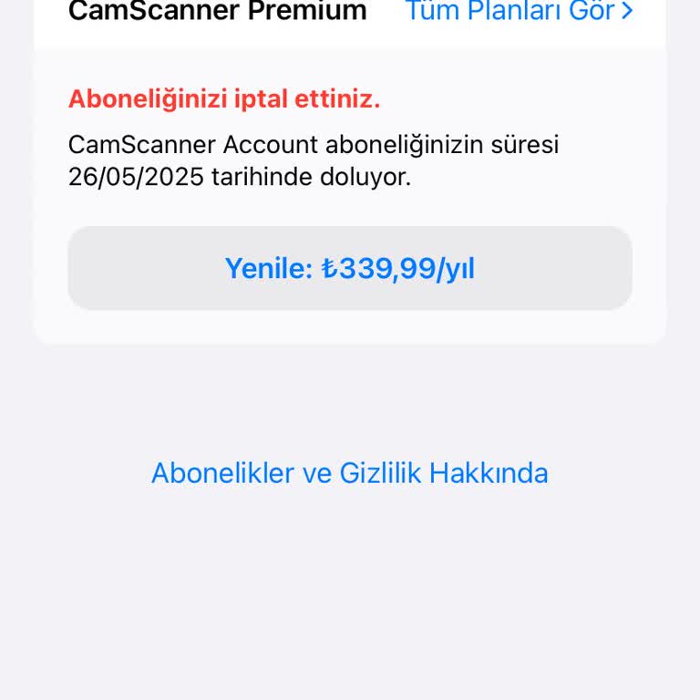 Cam Scanner Üyelik İptali