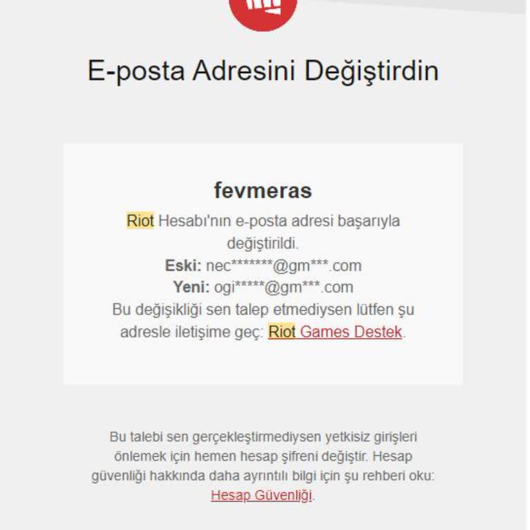 Riot Games Hesabımın E-postası Değiştirildi Hesabıma Ulaşamıyorum