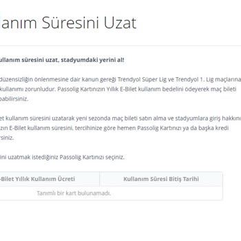 Passolig E-bilet Süresi Uzatma Hatası