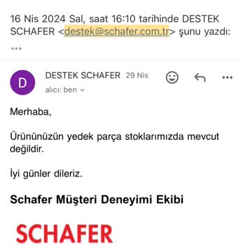 Schafer Yetkili Servis Parça Konusunda Mağdur Ediyor!
