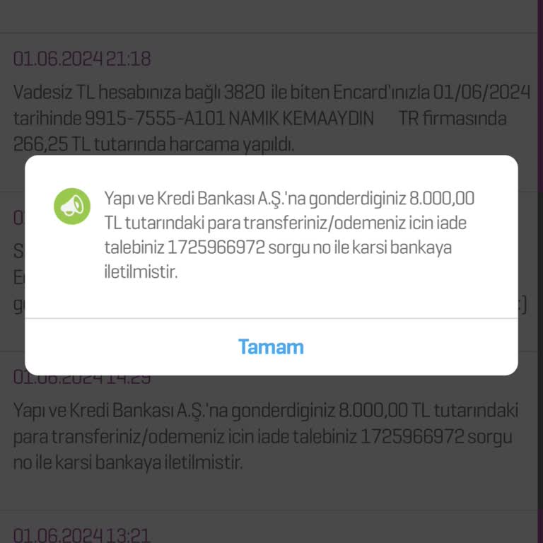 Yapı Kredi Bankası Yanlış IBAN'a Yapılan Para Transferi Sorunu