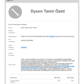 Teknosa Dyson V15 Süpürge Değişimi