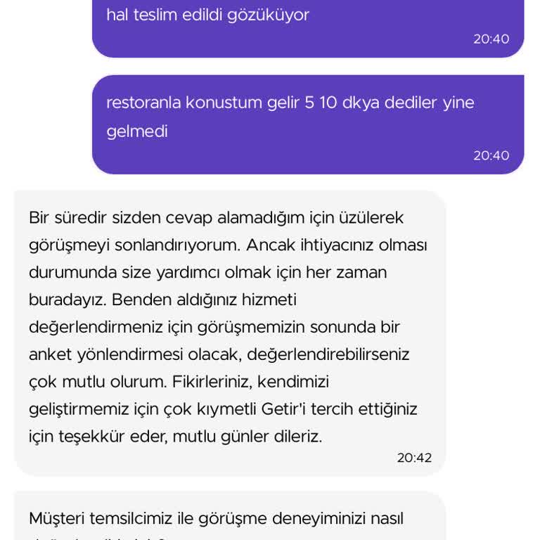 Getir Müşteri Hizmetleri Bilerek Görüşmeyi Kapatıyorlar