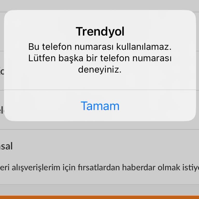 Trendyol Numaramı Kabul Etmiyor