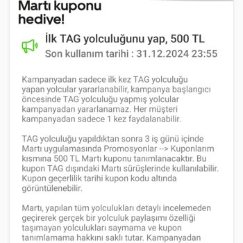Martı Tag 500 TL'lik Martı Kodu Şikayeti