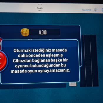 101 Okey Plus 101 Plus Eşleşmiş Cihaz Uyarısı