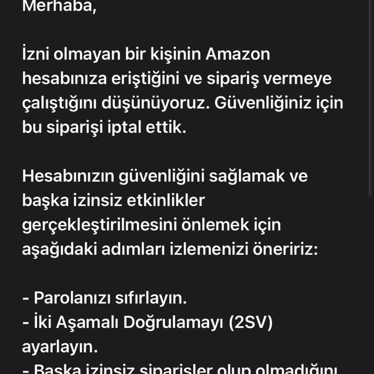 Amazon Tarafından İptal Edilen Siparişlerim