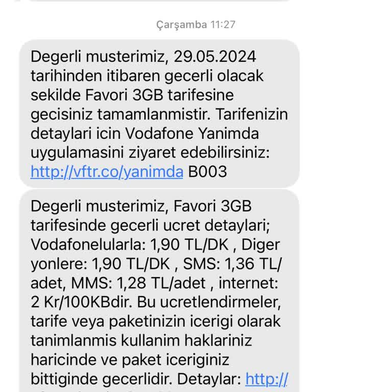 Vodafone 5 GB'lık Tarifem 3 GB Olarak Değiştirildi