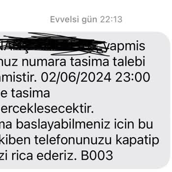 Vodafone Numara Taşıma Gerçekleşmedi
