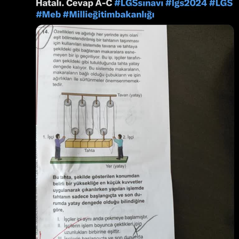 Milli Eğitim Bakanlığı (MEB) LGS Fen 13. Soru