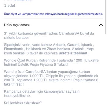 Carrefour SA Kurbanlık İade Sorunu Ve Müşteri Memnuniyetsizliği