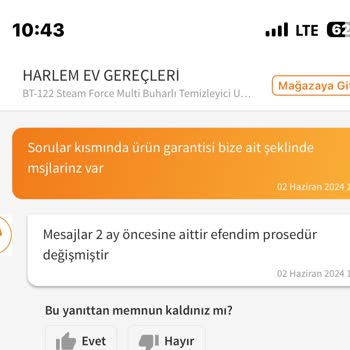 Alf Yetkili Servis Trendyol Harlem Satıcı Buharlı Temizleyici Sorunu