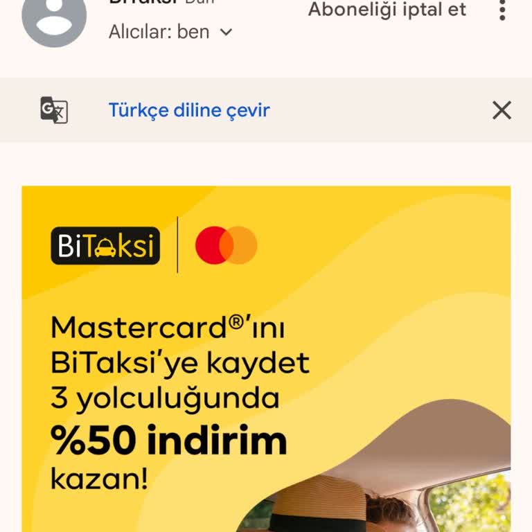 BiTaksi Bir Taksi İndirim Maili Atıp İndirimi Aktif Etmiyor