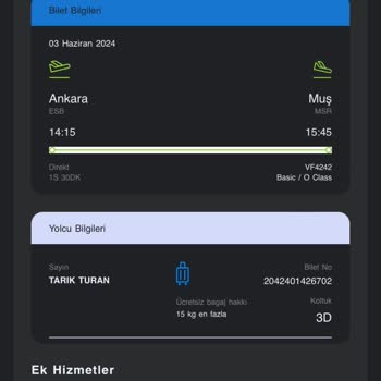 Ajet Ücretli Aldığım Koltuğun Değişmesi
