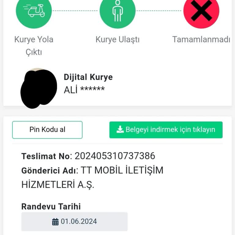 Dijital Kurye Teslimat Sorunu Hk.