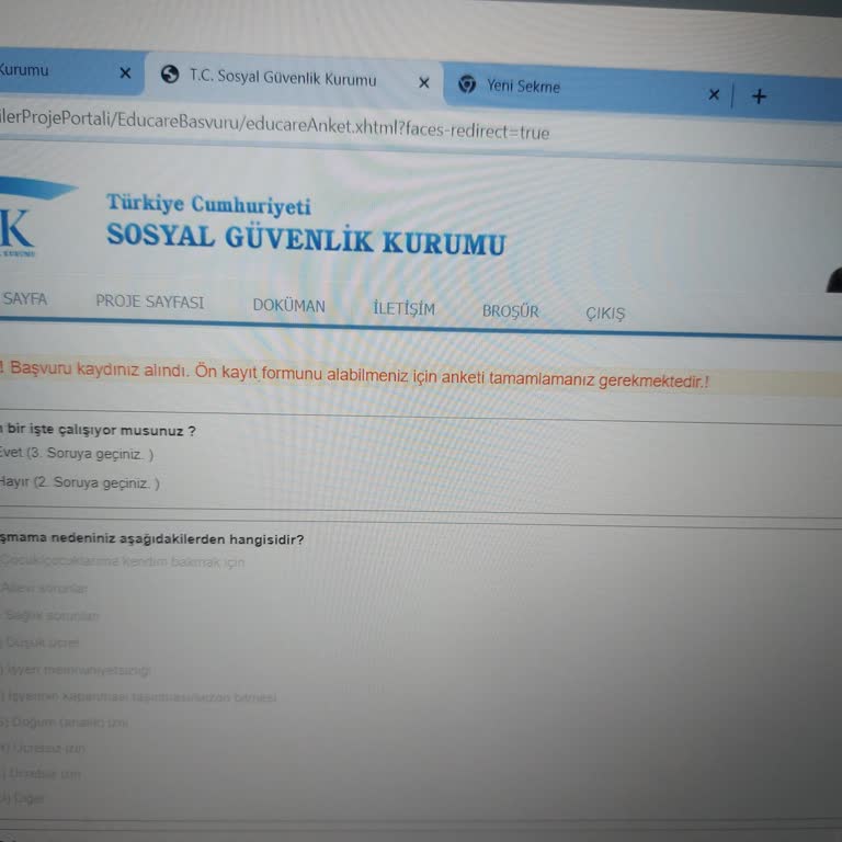 SGK Çalışan Anneye Destek Kampanyası Ön Kayıt Formu Çıkmıyor