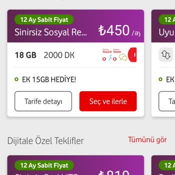 Vodafone Taahhütsüz Tarife Artışı