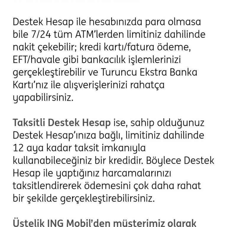 ING Fatura Talimatı Ve Destek Hesap