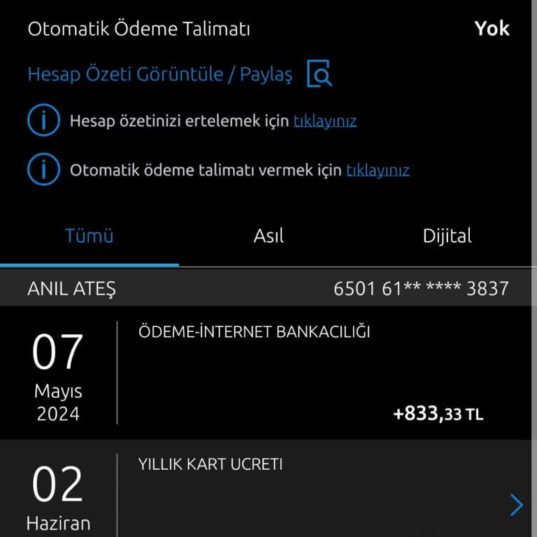 Yapı Kredi Bir Anda Yıllık Aidat Kesmesi