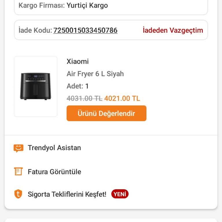 Xiaomi Trendyol İademi Yapmanızı İstiyorum