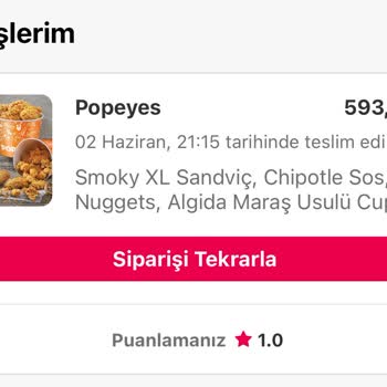 Popeyes İçinden İğne Çıktı