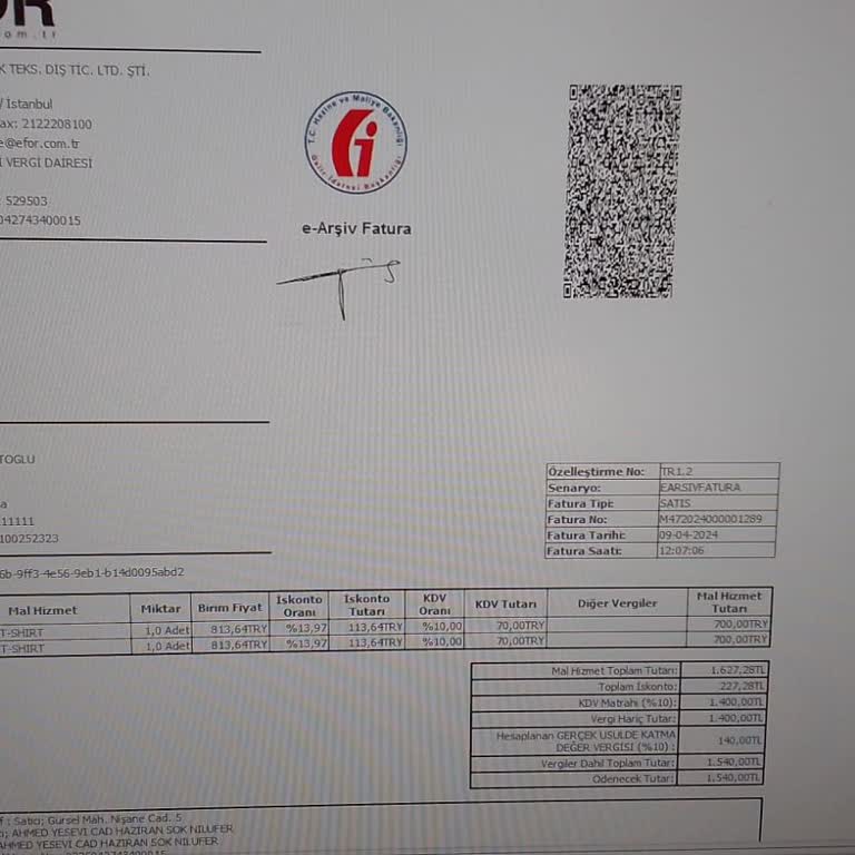 Efor Mağazacılık Beden Değişimi Talebi