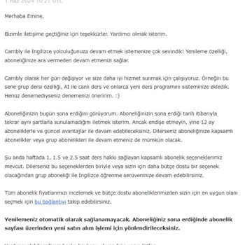 Cambly Abonelik Yenileme Problemi!