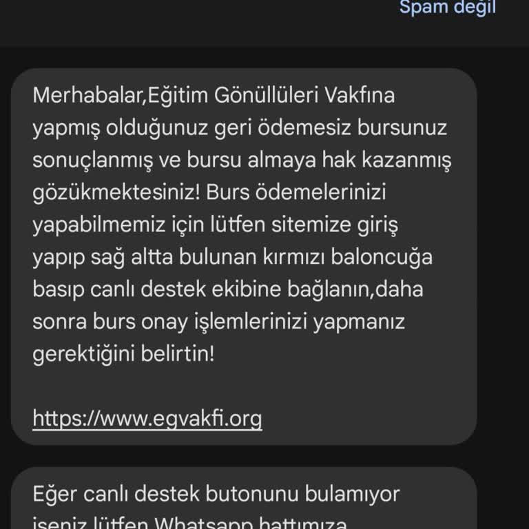 Eğitim Gönüllüleri Vakfı (Burs Başvuru) Eğitim Gönüllüleri Burs Başvurusu Sahteliği