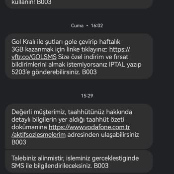 Vodafone Yanımda Üzerinden Yaptığım Talebimi Önce Onayladı Sonra