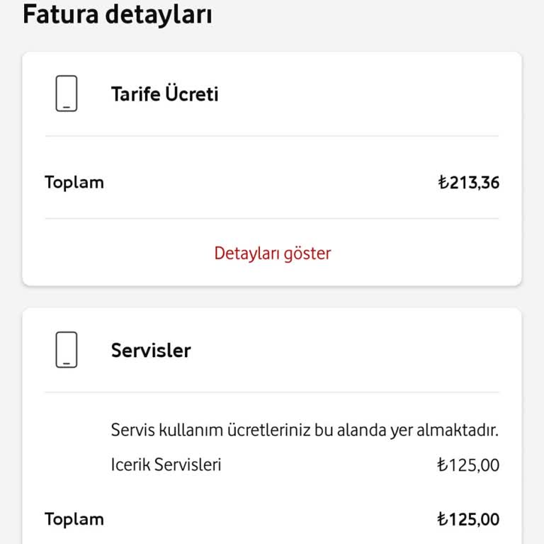 Vodafone TR Faturama Yansıyan Servis Hizmeti Bedeli