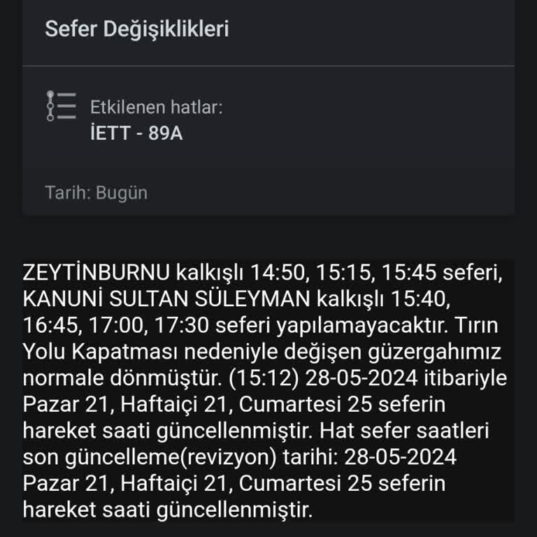 İETT - İstanbul Elektrik Tramvay Tünel 89A Gelmeme Sorunu