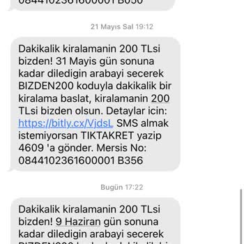 TikTak Kirala Tıktak Mesaj Atmayı Bırakmıyor
