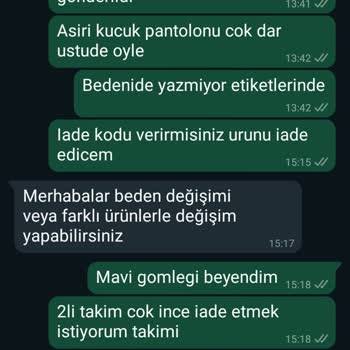 İdil Mulhan Butik 2li Takim... Ücret İadesi İstiyorum