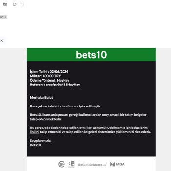 Bets10 Evrak Doğrulama Talebi Hk.