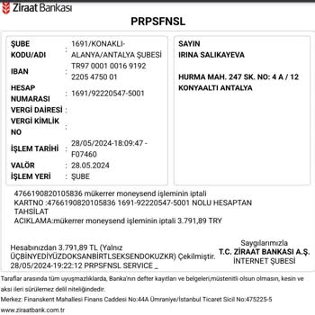 Ziraat Bankası Banka Tarafından "mükerrer Moneysend" Hatasıyla Yasadışı Para Yazma