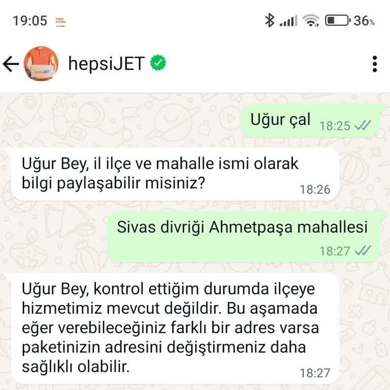 Hepsijet Bulunduğum İlçeye Gelmiyor