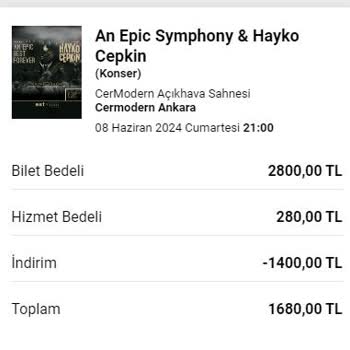 Biletinial.com Hayko Cepkin Ankara Konseri 1+1 Kampanyası Mağduriyeti