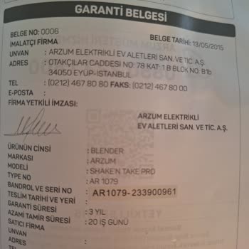 Arzum Smoothie Makinesi Tasarım Problemi - Arzum AR1079