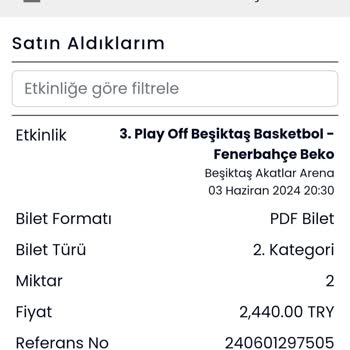 Banabilet.com Basket Maçı Bilet İptali Ve Geri Ödeme Yapılmaması Hk