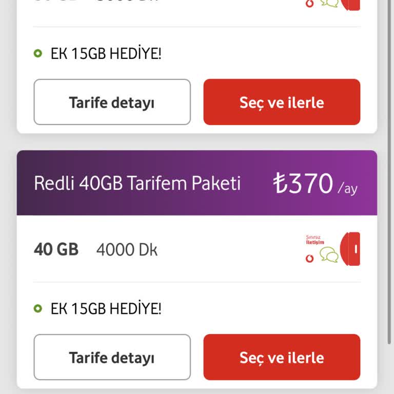 Vodafone Taahhüt Sonu Önerilen Tarifeler